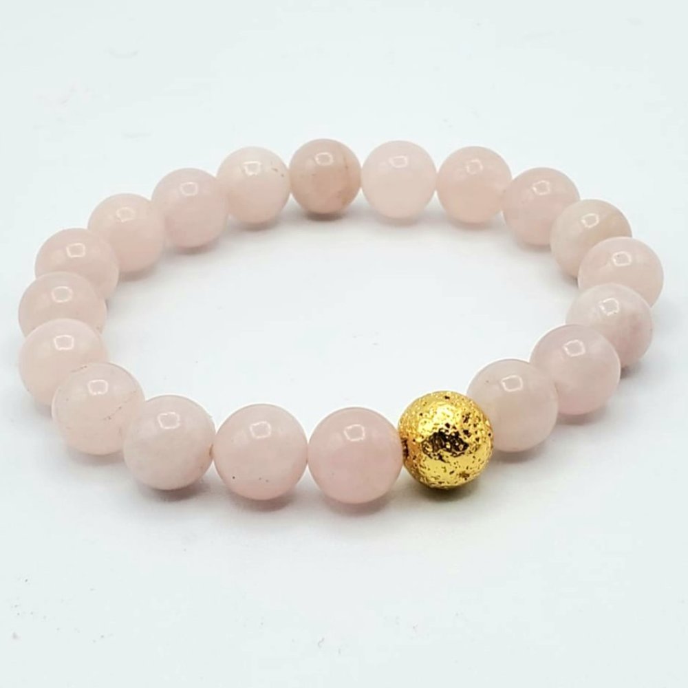 Love Genuine Rose Quartz beaded bracelet